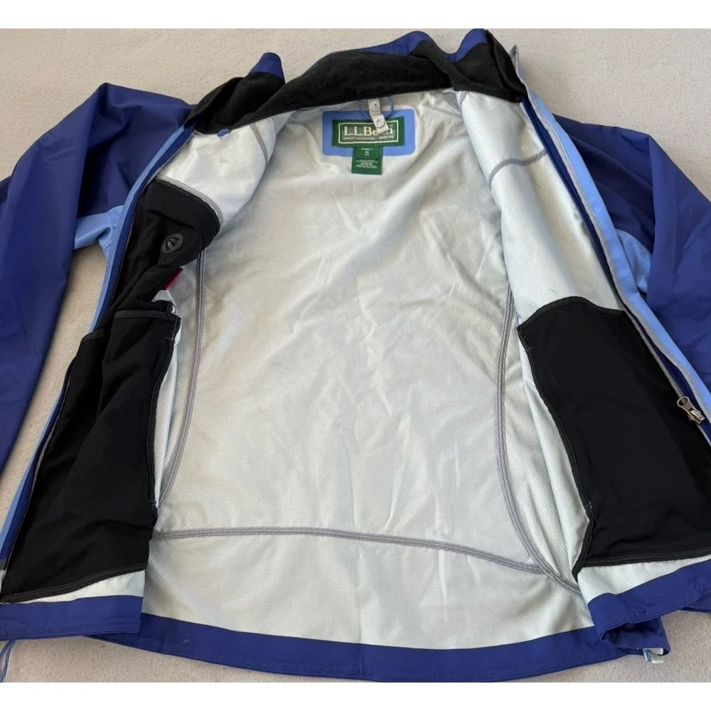 LL Bean Rain Shell Jacket Women's Sz M Blue Color block - Picture 5 of 16